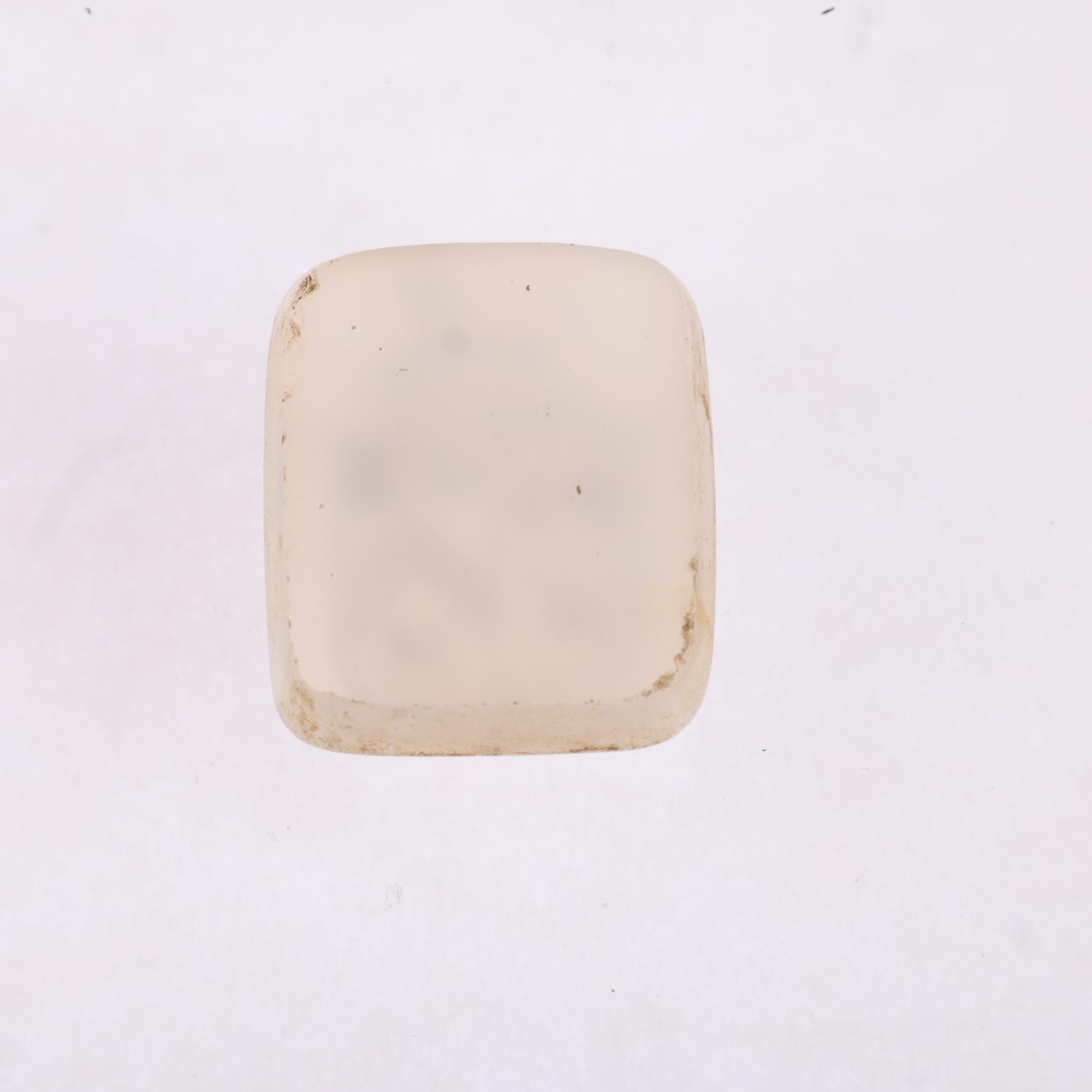 A 19th century chalcedony armorial seal ringstone, intaglio carved with shield banner surmounted - Image 3 of 4