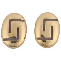 A pair of 14ct gold Greek Key earrings, with stud fittings, 17.1mm, 3g No damage or repair,