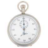 JUNGHANS - an early 20th century German nickel-cased open-face keyless stop watch, white enamel dial
