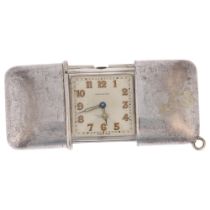 MOVADO - an Art Deco Swiss silver Ermeto self-winding travelling purse watch, circa 1920s, square