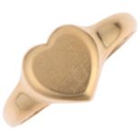 An early 20th century 18ct gold heart signet ring, maker HG&S, Birmingham 1925, setting height 8.