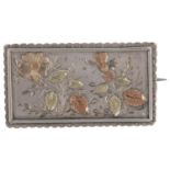 A Victorian silver and gold floral mourning brooch, apparently unmarked, 41.9mm, 10.4g A few gold