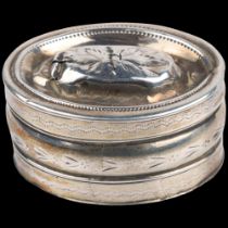 A George III silver nutmeg grater, maker IT, Birmingham 1801, oval bulbous form, with bright-cut