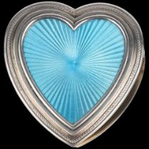 An Edwardian novelty silver and blue enamel heart desk paperclip, Desire Pennellier & Co, import