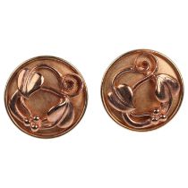 CLOGAU - a pair of Welsh 9ct rose gold 'Tree Of Life' earrings, Sheffield 1998, with stud