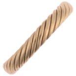 A 9ct gold twisted wedding band ring, maker SL, Birmingham 1995, band width 3.1mm, size M, 3.5g No