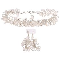 A sterling silver moonstone grape matching bracelet and earring set, bracelet 20cm, earrings,