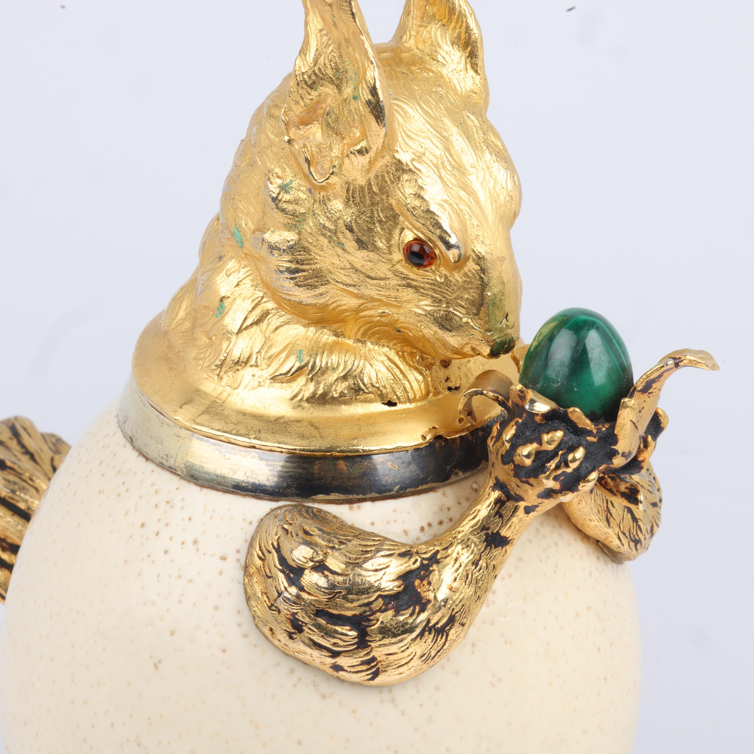 ANTHONY REDMILE - a modernist ostrich egg and malachite figural squirrel box, circa 1970, modelled - Image 2 of 3