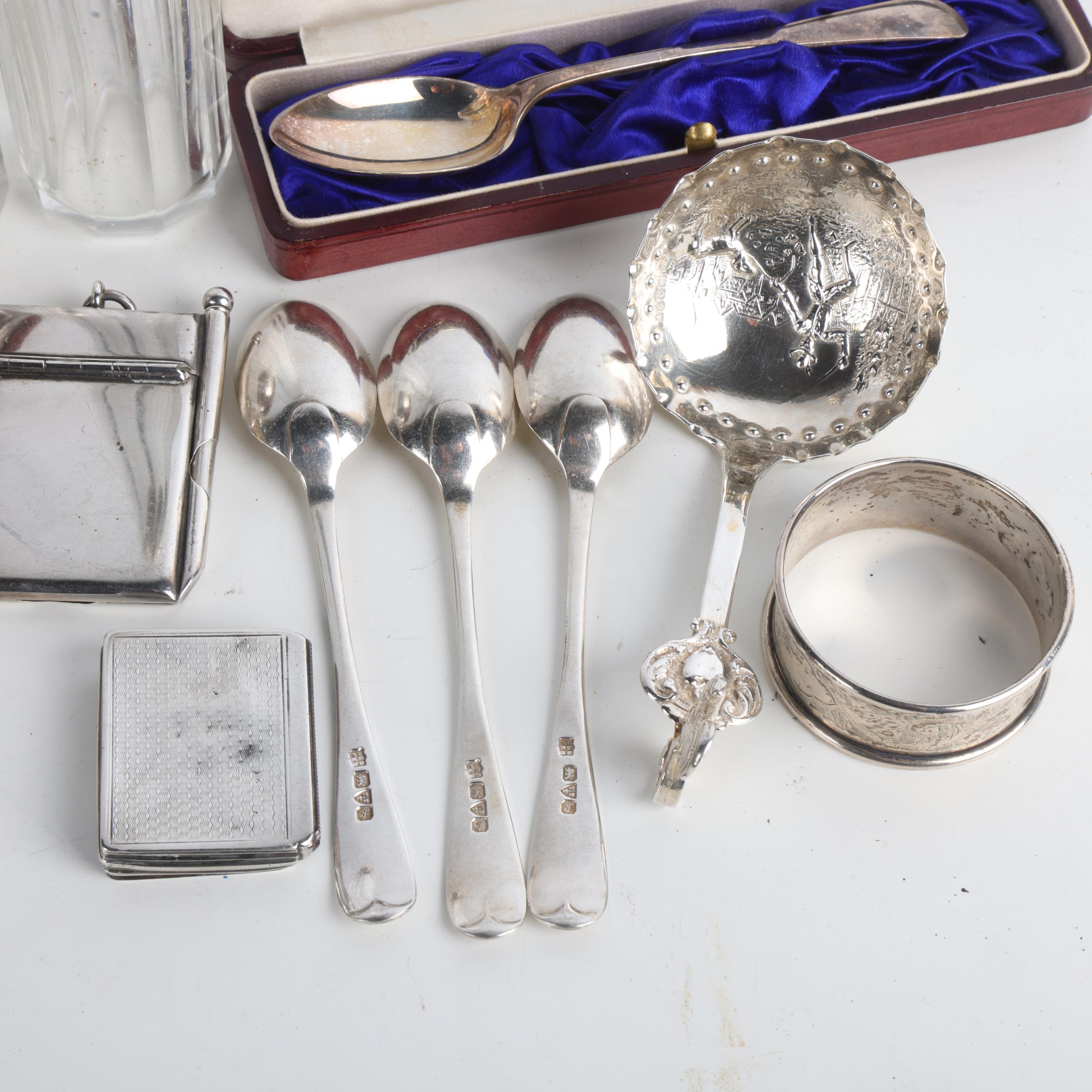 Various silver, including embossed box, dressing table toilet jars, etc Lot sold as seen unless - Image 3 of 3