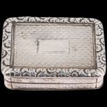 A George III silver vinaigrette, John Shaw, Birmingham 1820, rectangular form, with engine turned