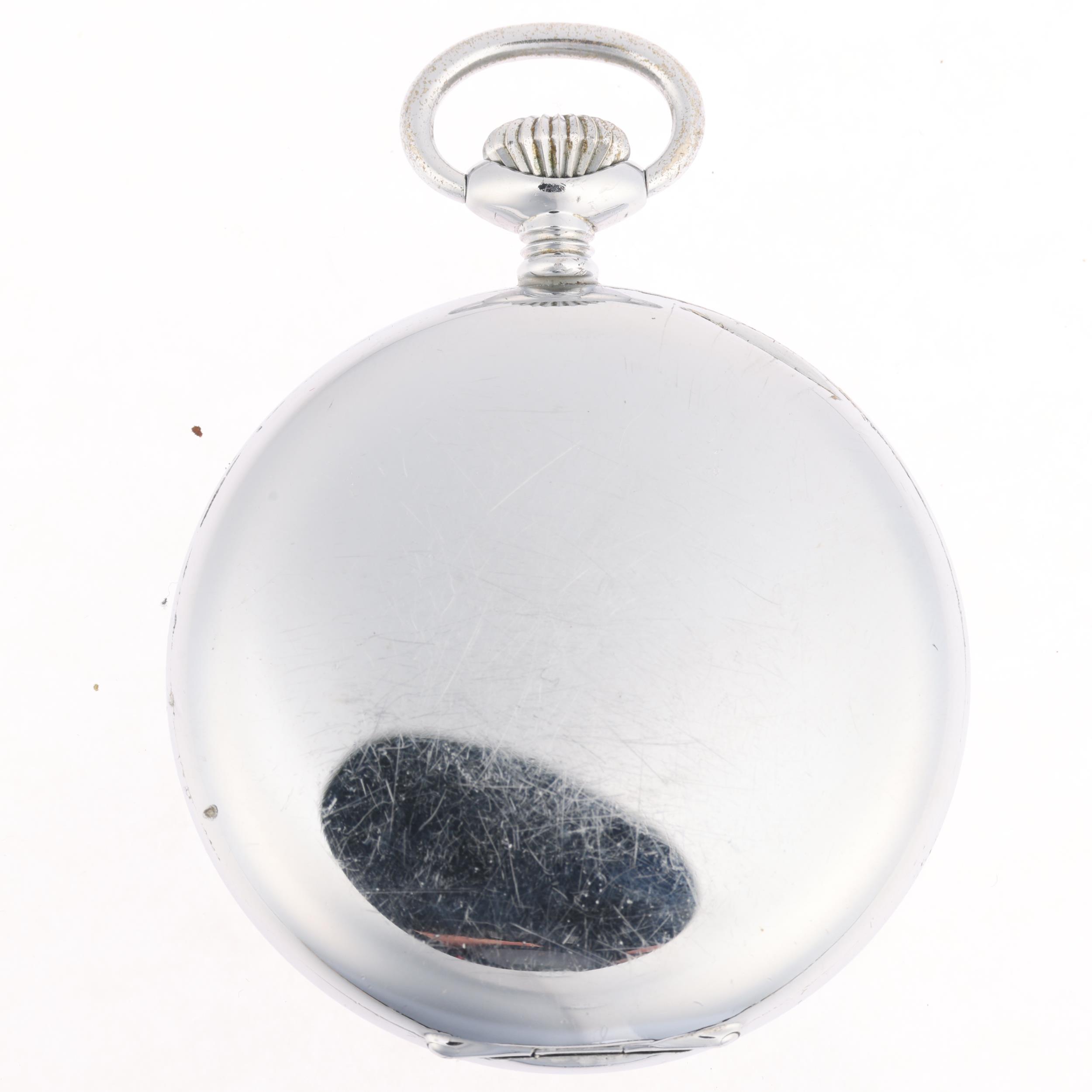 ZODIAC - an early 20th century nickel-cased open-face keyless pocket watch, silvered dial with - Image 2 of 5