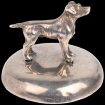 ASPREY - a George V novelty silver dog paperweight, Maple & Co, London 1931, loaded base, 6cm, 9.5oz