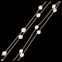 A long sterling silver-gilt pearl spacer chain necklace, 120cm, 21.8g No damage or repair