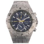 SEIKO - a stainless steel quartz chronograph calendar bracelet watch, ref. 7T62-0JZ0, blue dial with