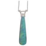 An 18ct white gold Australian boulder opal and diamond pendant necklace, by Leisha Wheeler, the