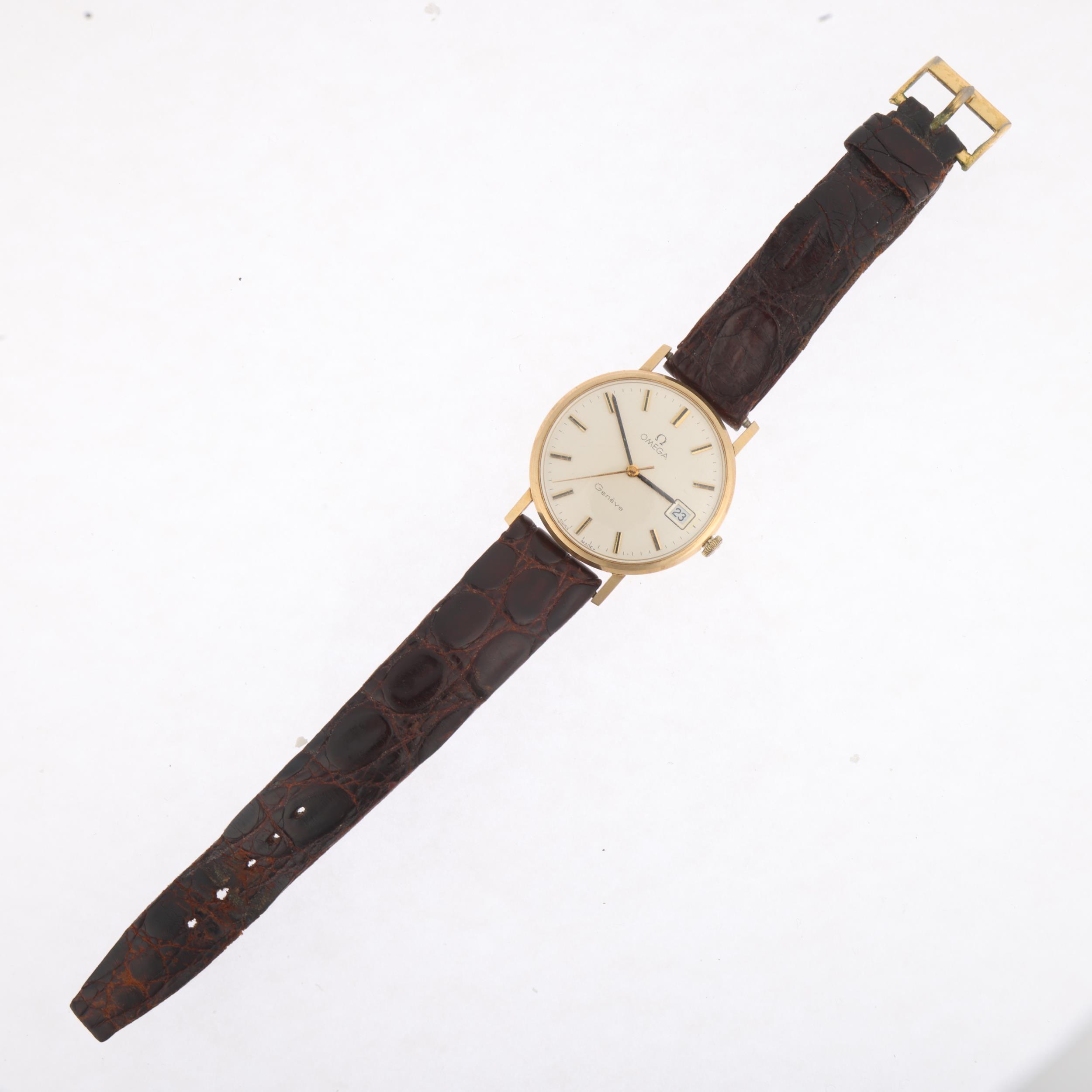 OMEGA -a Vintage 9ct gold Geneve mechanical calendar wristwatch, ref. 132.5017, circa 1972, - Bild 2 aus 5