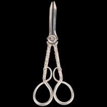 A pair of Victorian silver grape scissors, Elkington & Co Ltd, Birmingham 1890, 18cm, 3.1oz