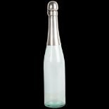 A large Continental silver-mounted glass 'Champagne Bottle' decanter, circa 1950, 37cm No damage
