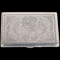A fine Persian silver 'Elders' cigarette case, allover engraved decoration with gilt interior, marks