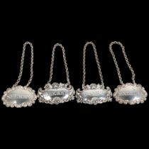 2 pairs of George III silver decanter labels, John Reilly, circa 1820, largest 6cm (4) No damage