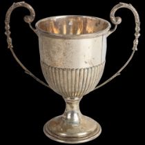 A George VI silver 2-handled trophy cup, Birmingham 1938, 14cm, 7.5oz Body and handles have