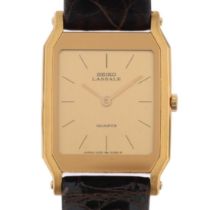 SEIKO - a lady's gold plated stainless steel Lassale quartz wristwatch, ref. 1230-5289, champagne
