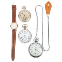 Various watches, including Waterbury and Ingersoll pocket watches (4) Lot sold as seen unless