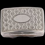 A George IV silver vinaigrette, maker TS, Birmingham 1822, curved rectangular form, with bright-