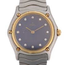 EBEL - a lady's bi-metal Classic Wave quartz bracelet watch, ref. 181908, purple dial with diamond
