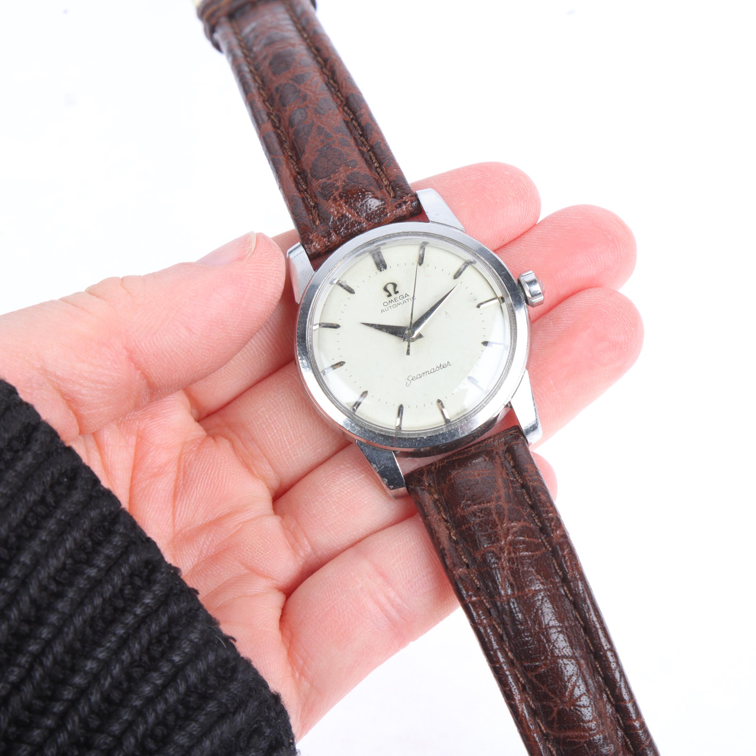 OMEGA - a Vintage stainless steel Seamaster automatic wristwatch, ref. 2846, circa 1956, silvered - Bild 5 aus 5