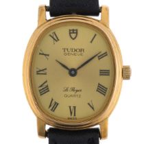 TUDOR - a lady's gold plated stainless steel Le Royer quartz wristwatch, ref. 15500, champagne