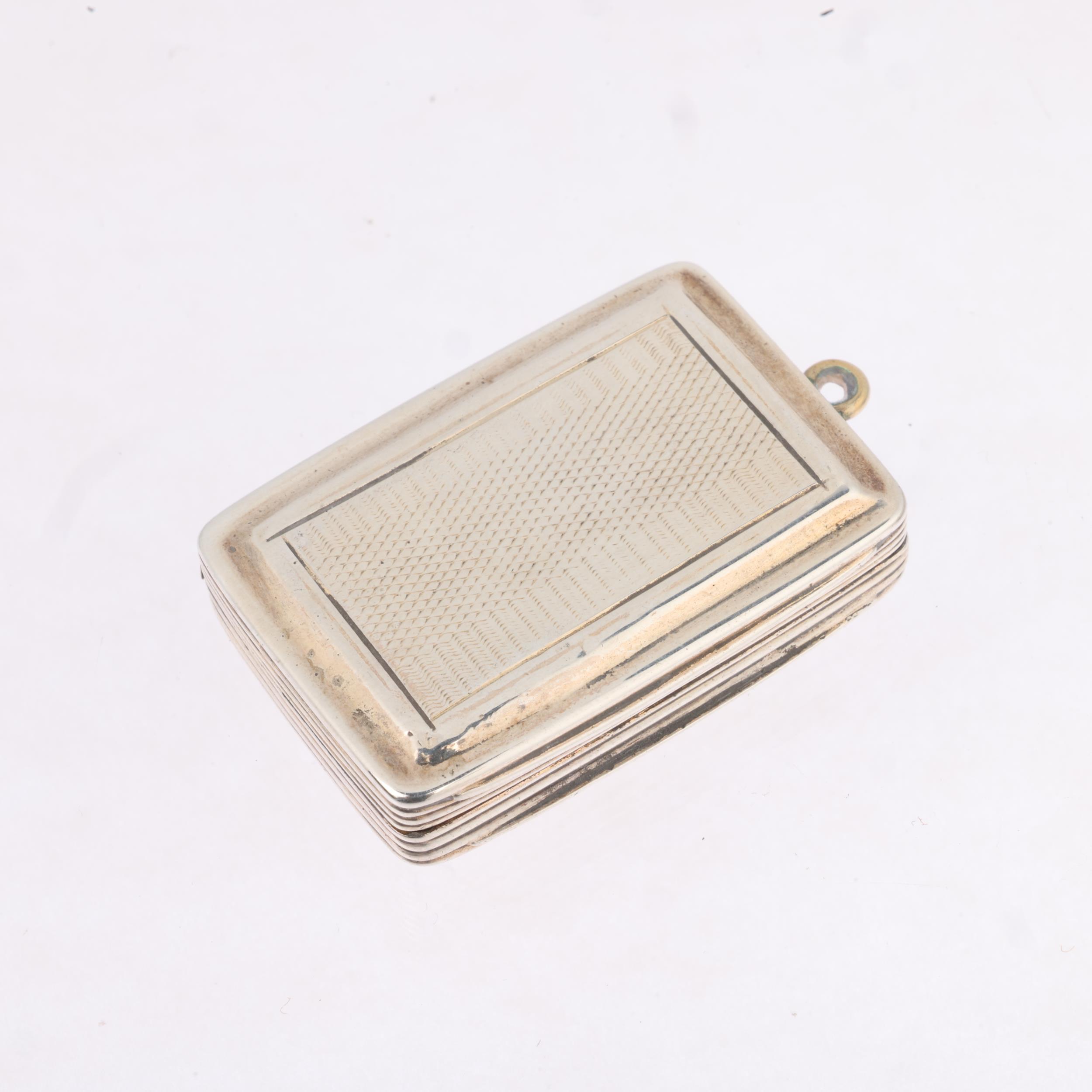 A George IV silver vinaigrette, Francis Clark, Birmingham 1830, rectangular cushion form, with - Image 2 of 3