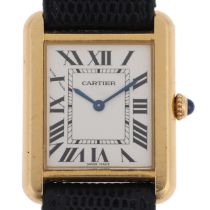 CARTIER - a mid-size 18ct gold and stainless steel Tank Solo quartz wristwatch, ref. 2743,