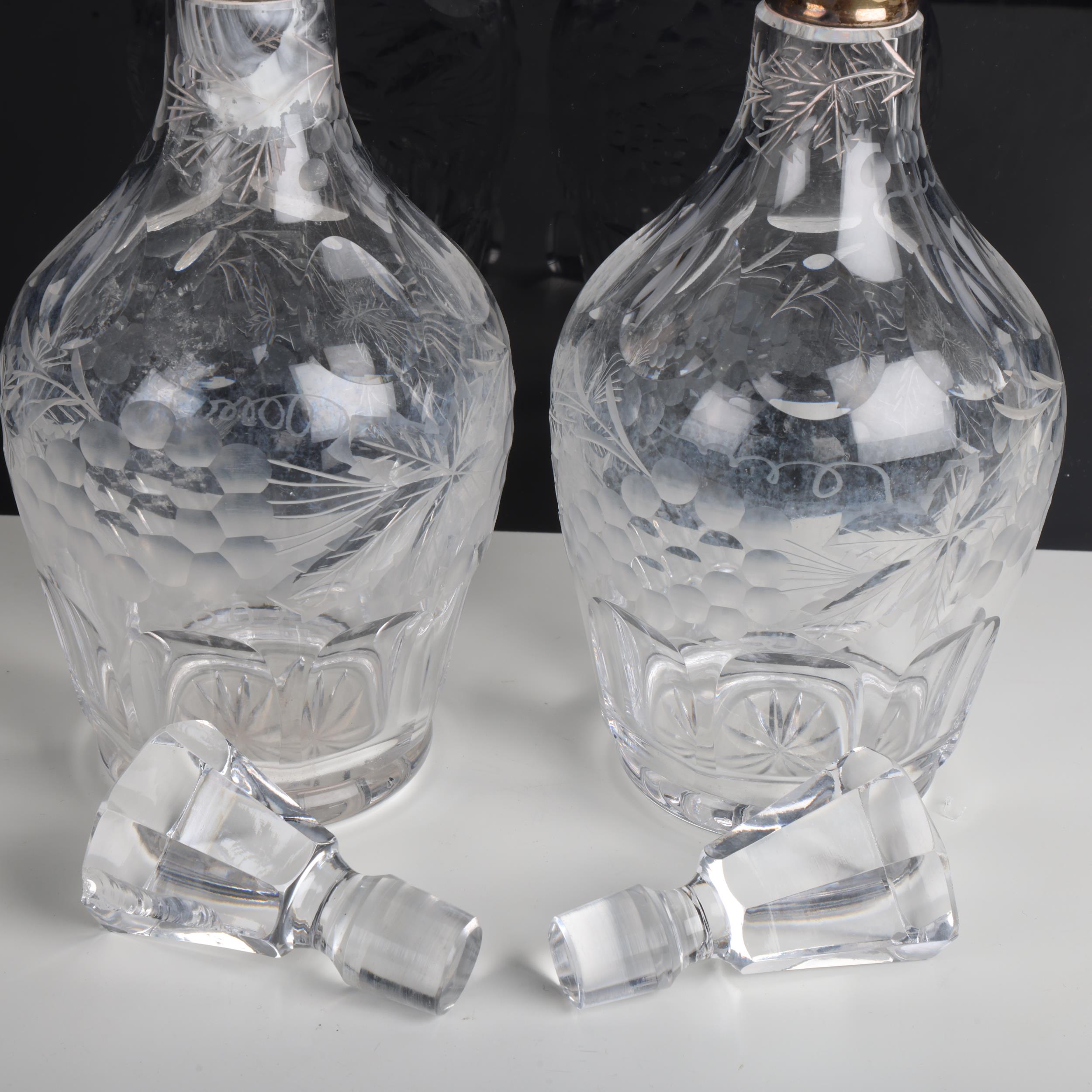 A pair of Elizabeth II silver-mounted glass wine decanters and stoppers, CJ Vander Ltd, London 1965, - Image 2 of 3