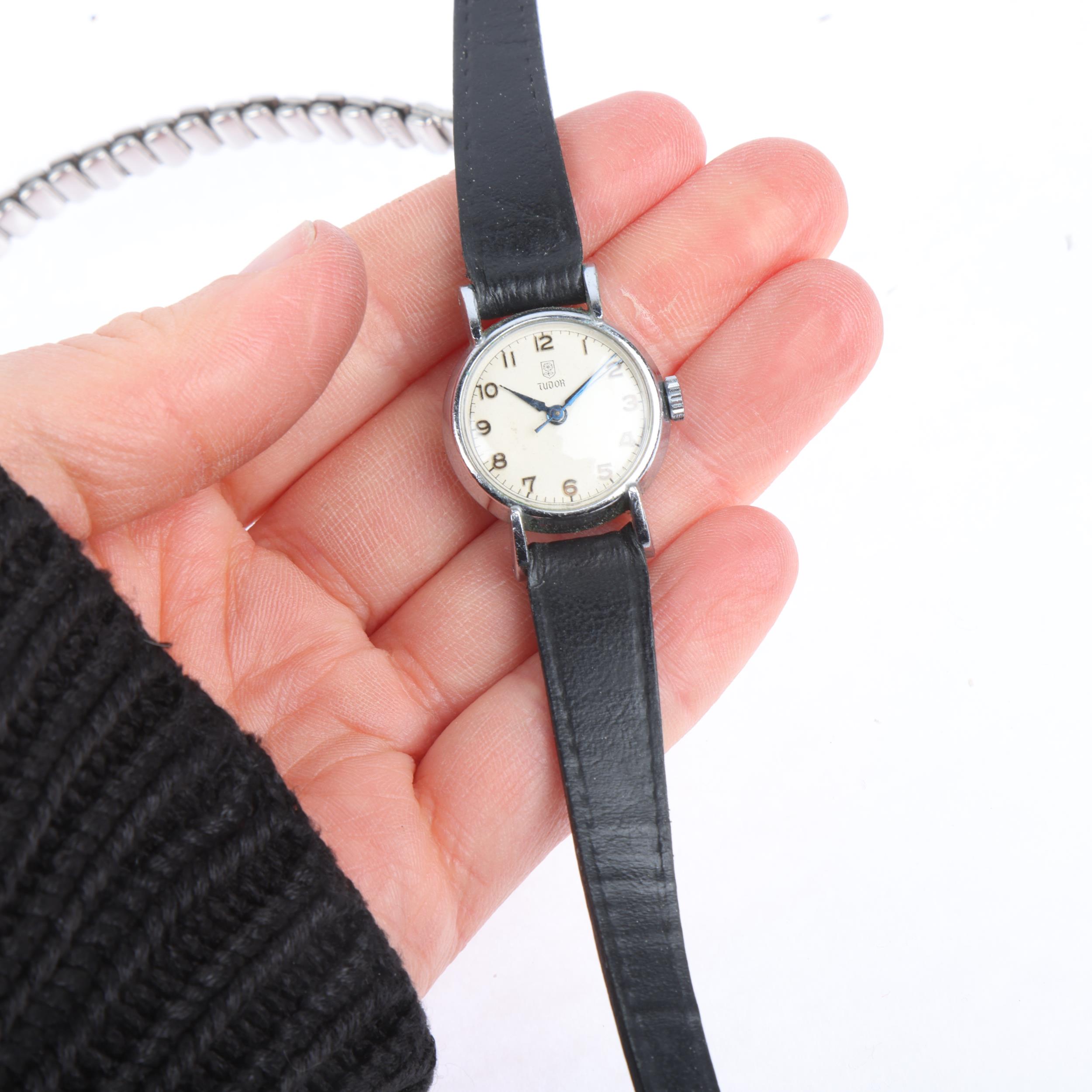 TUDOR - a lady's stainless steel mechanical wristwatch, circa 1969, silvered dial with applied - Image 5 of 5