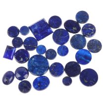 25 various lapis lazuli tablets, largest circle diameter 23.4mm A few have faint hairline cracks,
