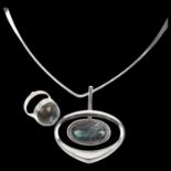 UNI - DAVID ANDERSEN by MARIANNE BERG - a a Danish modernist sterling silver labradorite openwork