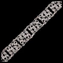 NILS ERIK ELVIK - a Norwegian silver foliate openwork panel bracelet, 19cm, 41.9g No damage or