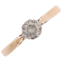 A 9ct gold 0.25ct solitaire diamond ring, claw set with modern round brilliant-cut diamond,
