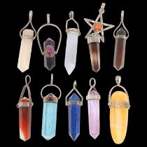 A group of silver-mounted gem set Chakra pendants, including mystic topaz and amethyst, 55g Lot sold
