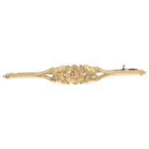 GEORG JENSEN - a a Danish modernist 14ct gold flowerhead openwork bar brooch, model no. 183, 59.4mm,