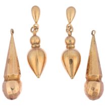 A pair of 9ct gold drop earrings, in the Victorian style, with stud fittings, and a pair of 1950s