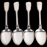 A set of 4 Victorian silver Fiddle & Thread pattern tablespoons, John Le Gallais, London 1849, 21.