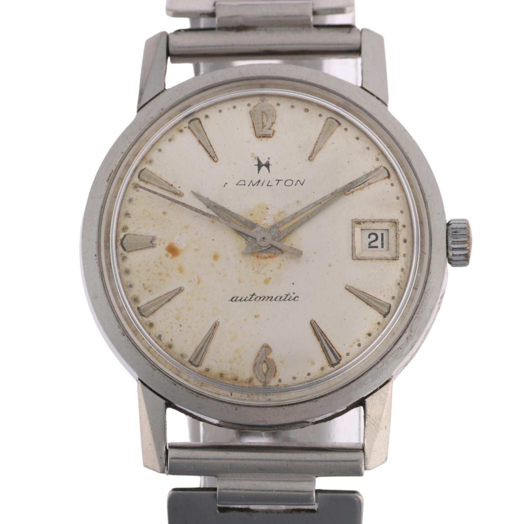 HAMILTON - a Vintage stainless steel automatic calendar wristwatch, ref. 4027-3, circa 1970s,