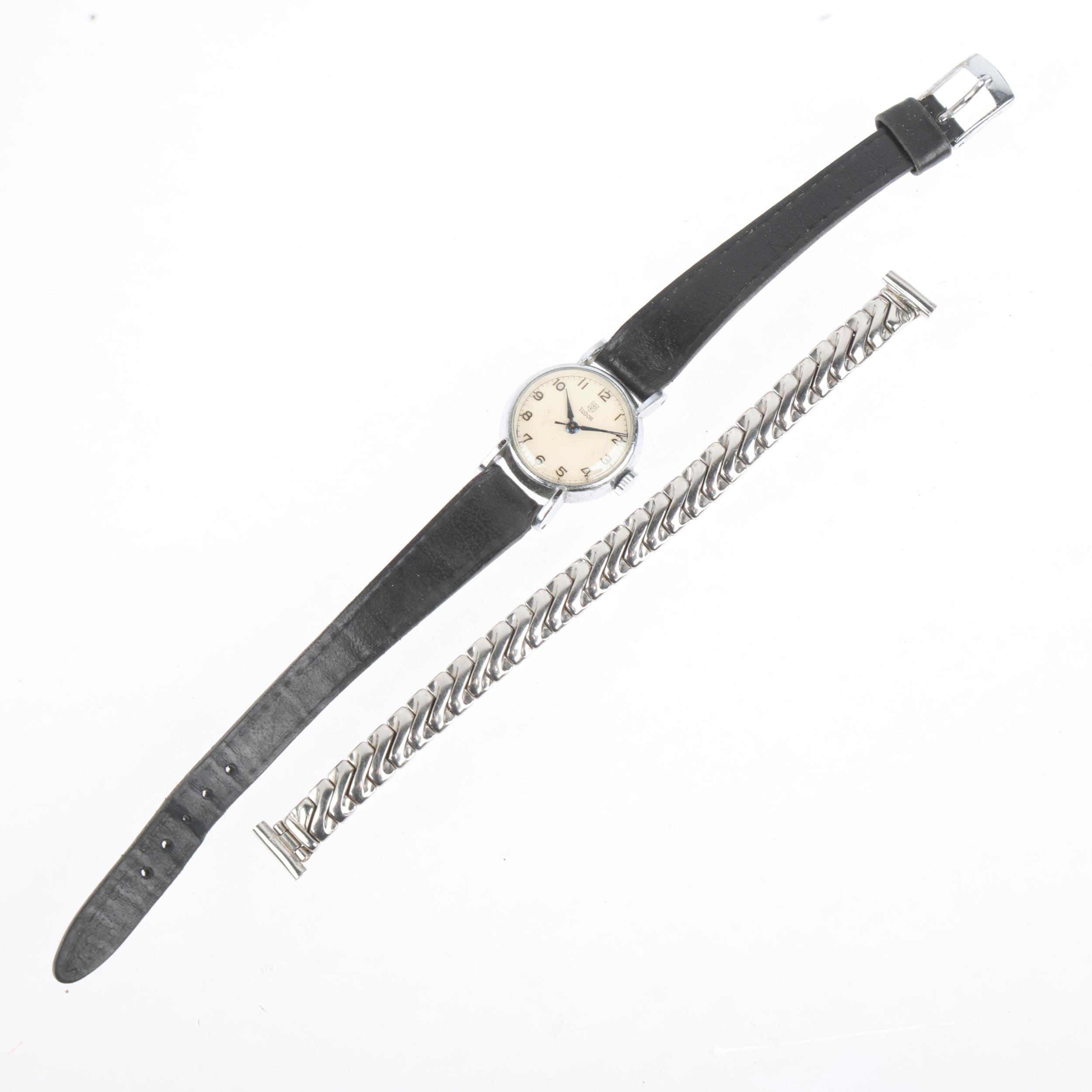 TUDOR - a lady's stainless steel mechanical wristwatch, circa 1969, silvered dial with applied - Image 2 of 5