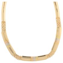 An 18ct gold curved panel collar necklace, 40cm, 18.3g No damage or repair, no broken links, clasp