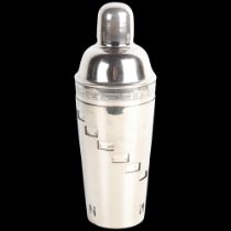 A large Art Deco silver plated 'Dial-A-Recipe' cocktail shaker, circa 1940, 27cm No damage or