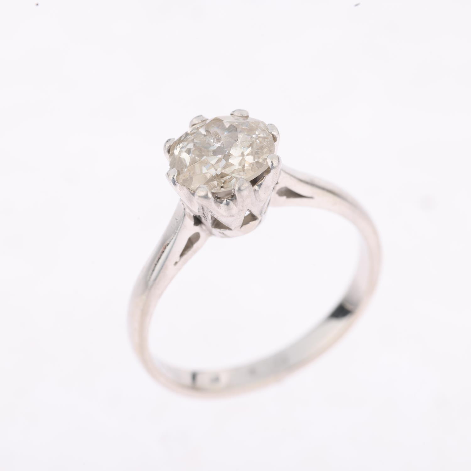 An early 20th century 1ct solitaire diamond ring, claw set with oval old-cut diamond, colour - Image 2 of 4