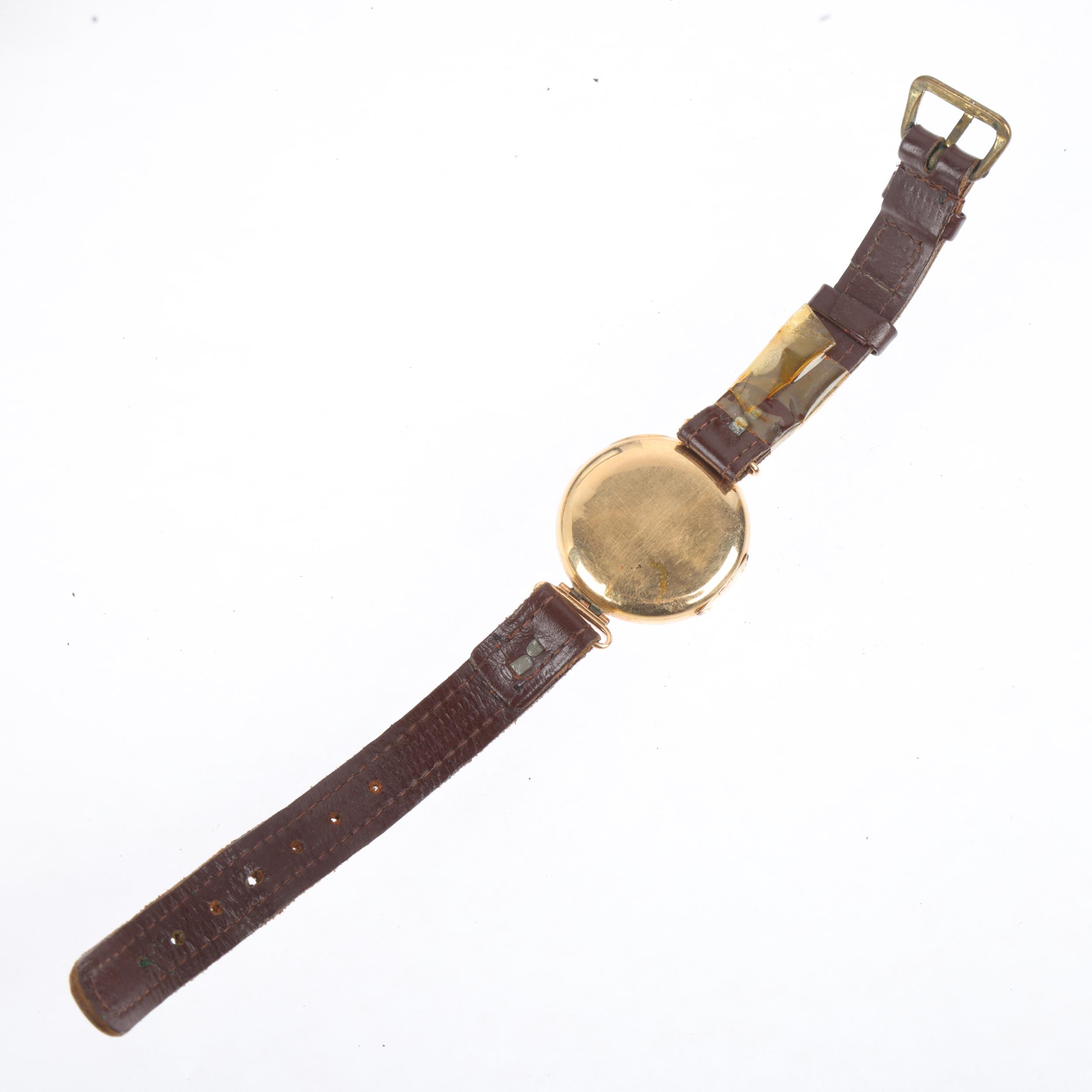 ZENITH - a First World War Period 15ct gold Officer's style trench mechanical wristwatch, white - Image 3 of 5