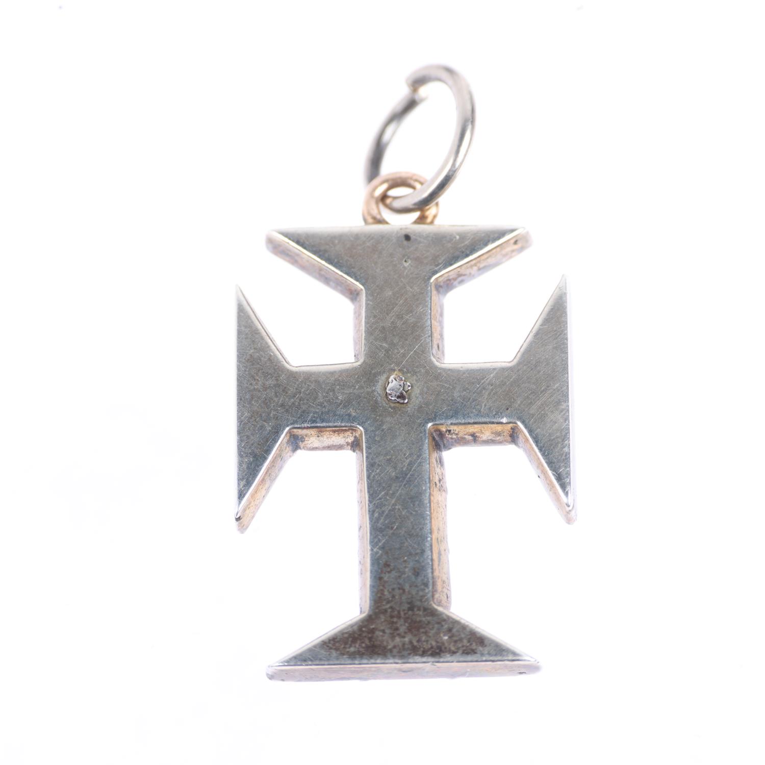 A Portuguese almandine garnet and diamond 'Order Of Christ' cross pendant, 19th century, the - Image 3 of 4